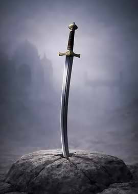 Middle Eastern Scimitar in a Stone