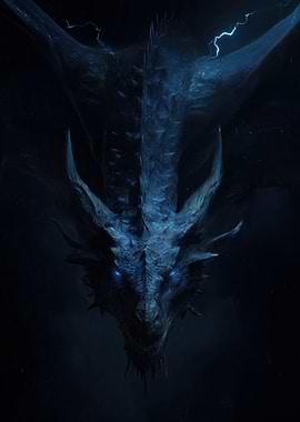 Blue Dragon with Glowing Eyes