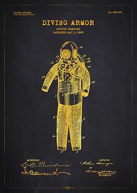 1893 Diving Armor Patent Gold