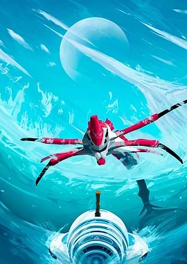 Alien Sea Creature and Submarine