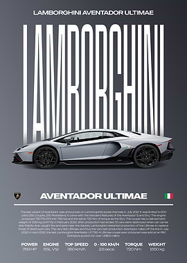 Lamborghini Aventador Ultimae Car Poster