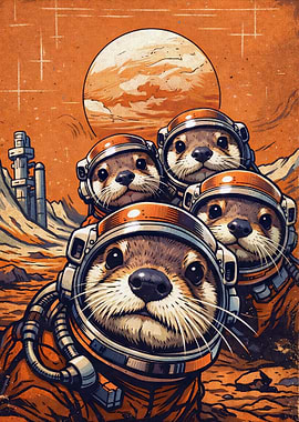 Otter Astronauts on Mars