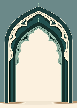 Elegant Islamic Mihrab Arch in Deep Emerald Tones