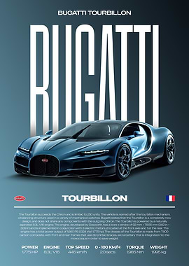 Bugatti Tourbillon Car Poster