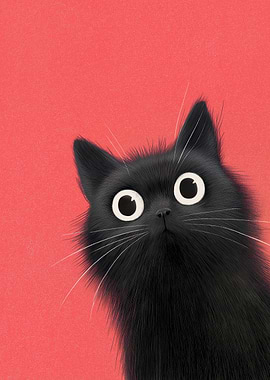 Black Cat with Big Eyes