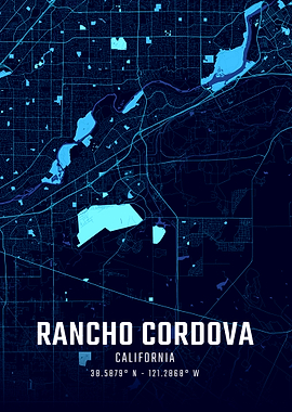 Rancho Cordova California Midnight City Map