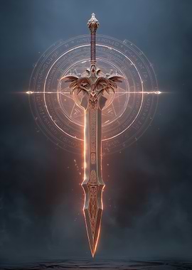 Ornate Fantasy Sword with Magical Circle