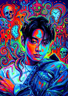 BTS Jungkook – Neon Chaos Portrait