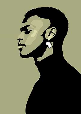 Stylized Portrait of a Person with Africa Earring