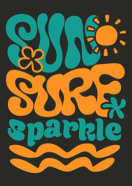 Retro Sun Surf Sparkle Text Art