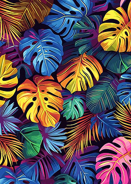 Vibrant Tropical Leaf Pattern