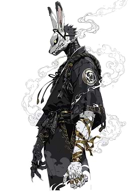 Samurai Rabbit Character with Smoke
