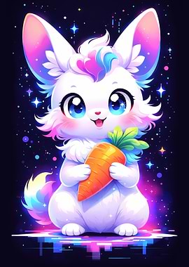 Cute Kawaii Bunny with Carrot