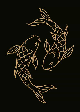 Two Koi Fish Yin Yang Symbol