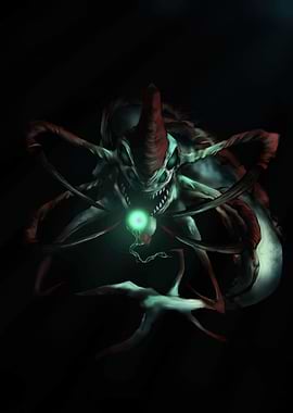 Scary Alien Monster with Glowing Orb