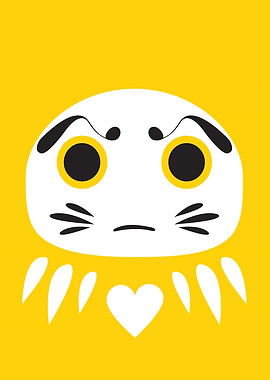 Cute Daruma Cat with Heart