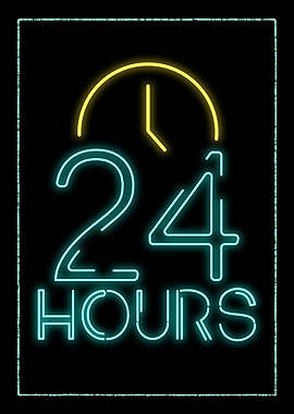 24 Hours Neon Sign