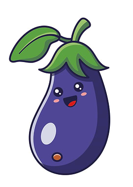 Cute Kawaii Eggplant Character