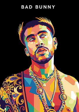 Bad Bunny WPAP Portrait