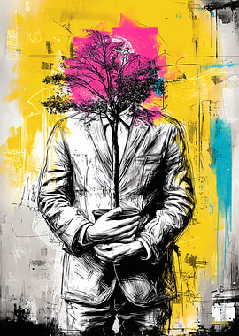 Modern Surreal Portrait Conceptual Tree Art