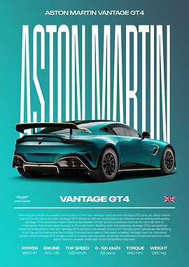 Aston Martin Vantage GT4 Car Poster