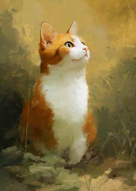Orange and White Cat Looking Up