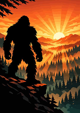Bigfoot Silhouette at Sunset