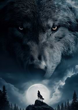 Wolf Howling at the Moon