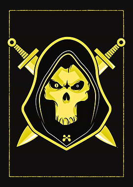Grim Reaper Skull with Crossed Swords