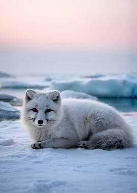 Arctic Fox in Snowy Landscape