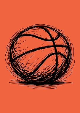 Scribbled Basketball Illustration