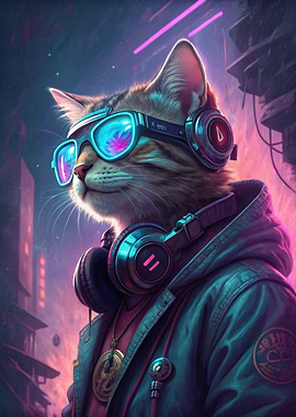 Cyberpunk Cat DJ