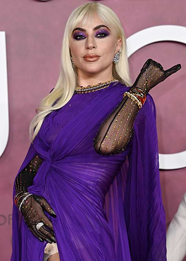 Lady Gaga in a purple gown