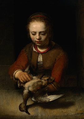 Girl Plucking a Duck