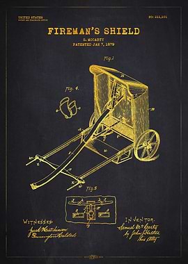 1879 Fireman's Shield Patent Gold
