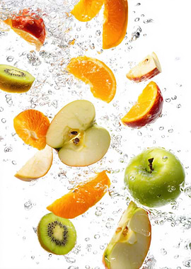 Fresh Fruit Falling in Water