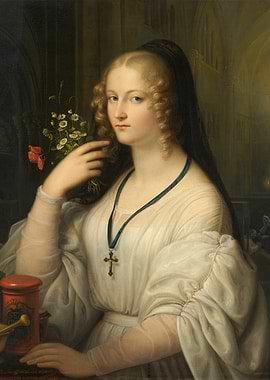 Portrait of a Woman with Flowers and Cross
