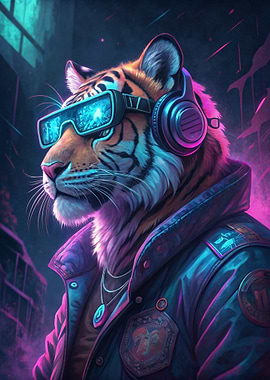 Cyberpunk Tiger DJ
