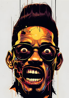 Screaming Neon Zombie – Cyberpunk Horror Pop Art Skull