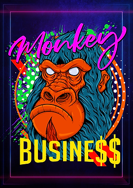 Monkey Business Gorilla Art Funky Cool