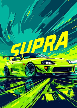 Neon Supra Car Art