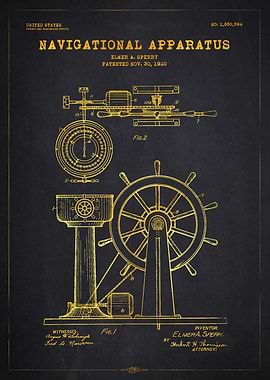 1920 Navigational Apparatus Patent Gold