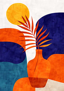 Abstract Mid-Century Modern Botanical Art poster