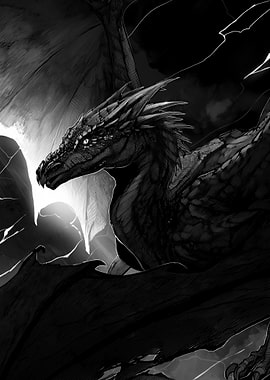 Dark Dragon in Lightning Storm