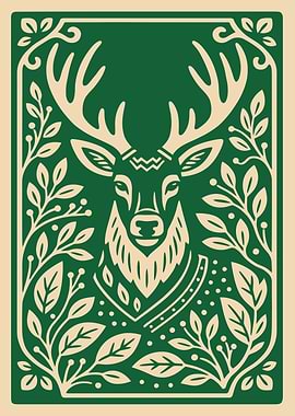 Deer Head with Floral Border