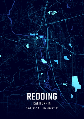 Redding California Midnight City Map