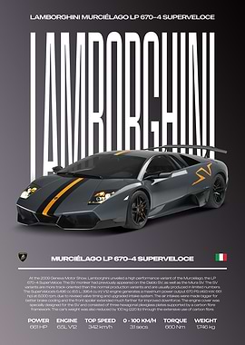 Lamborghini Murciélago LP 670-4 SuperVeloce Car Poster