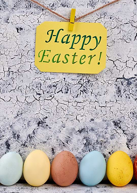 Happy Easter Eggs and Sign