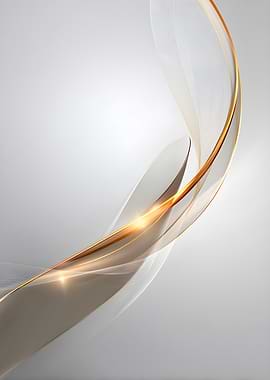 Abstract Golden Swirls on Gray Background