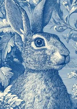 Detailed Blue Rabbit Illustration